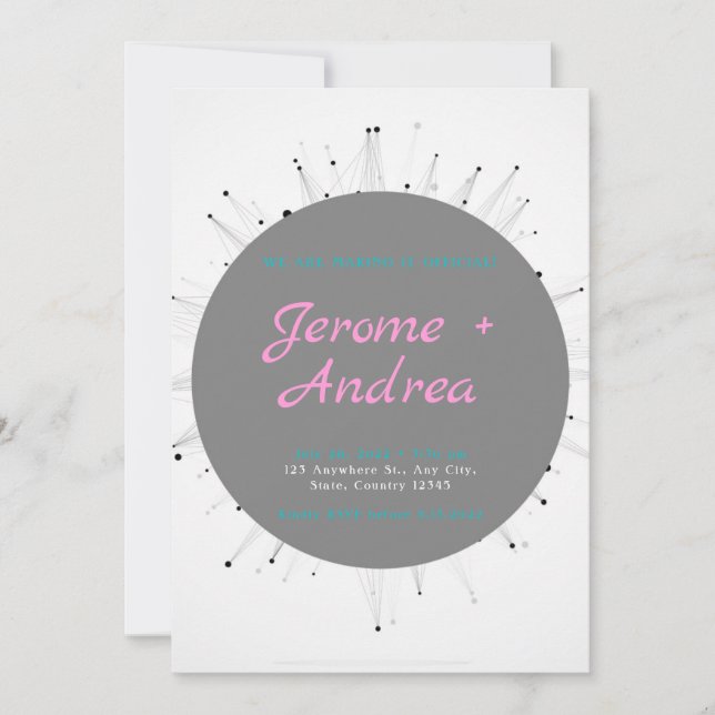 Lignes et cercles Abstraits Faire-part de mariage (Devant)