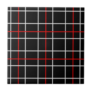 Lignes graphiques rouges et blanches motif carreau