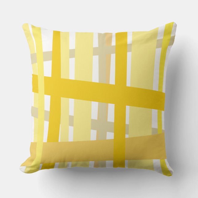 LIGNES JAUNES CRAZY DESIGN Oreiller à lancer rétro (Recto)