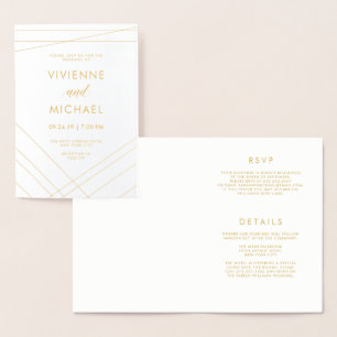 Lignes modernes   Invitation mariage Gold Foil