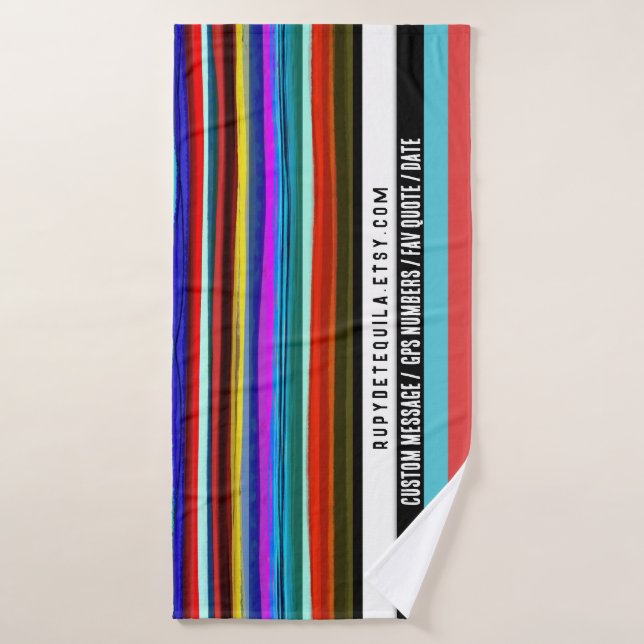Lignes rétro en bande do-it-yourself horizontales  (Serviette de bain)