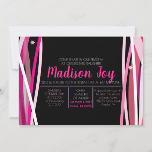 LIGNES SIMPLES Invitation BAT MITZVAH
