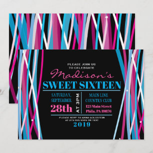 LIGNES SIMPLES Sweet sixteen 16 Invitation