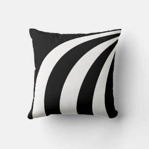Lignes Vagues Noir & Blanc Lancer Oreiller