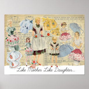 Like Mother Like Daughter Vintage Aprons Poster