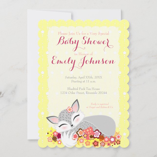 Lil Foxie Cub - Invitations Personnalisées De Douc (Devant)