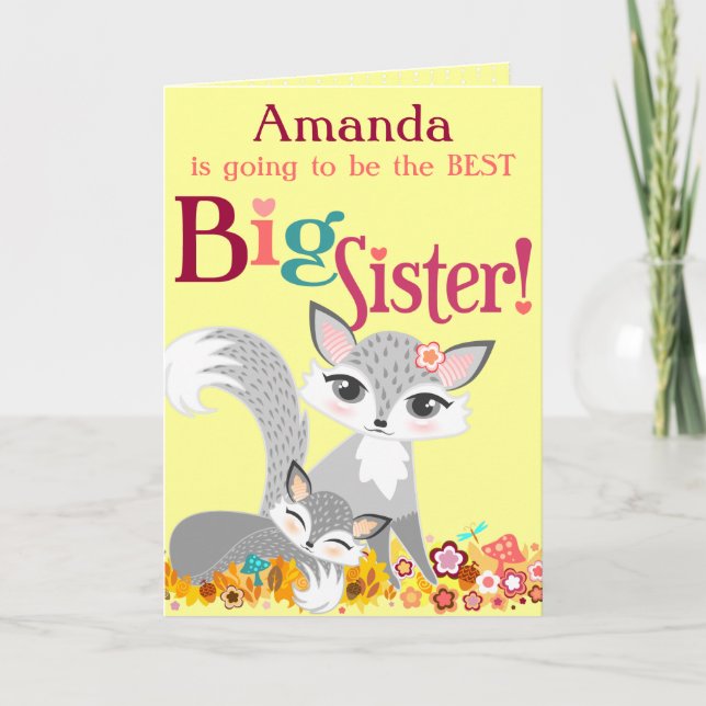 Lil Foxies Big Sister - Carte de voeux personnalis (Devant)