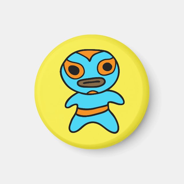 Li'l Lucha Libre Wrestler Magnet (Blue-Orange) (Devant)
