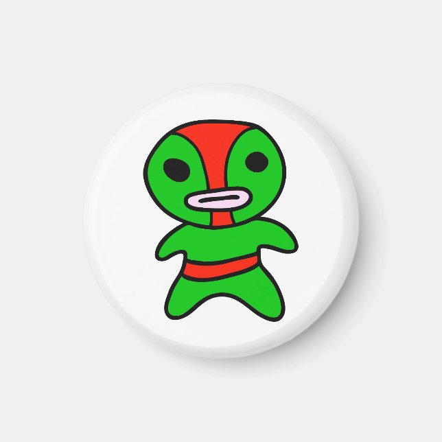 li'l Lucha Libre Wrestler Magnet (Vert-Rouge) (Devant)
