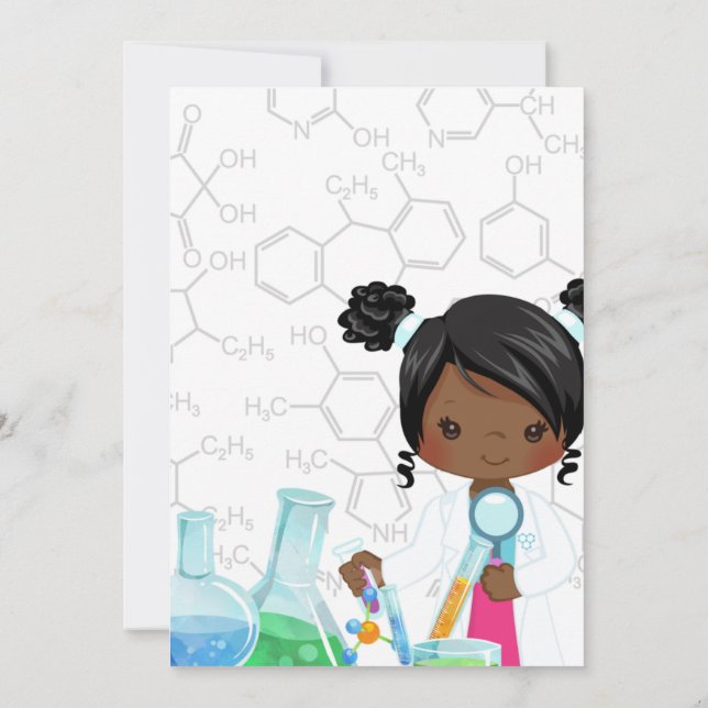 Lil Miss Scientist Carte d'invitation d'anniversai (Dos)