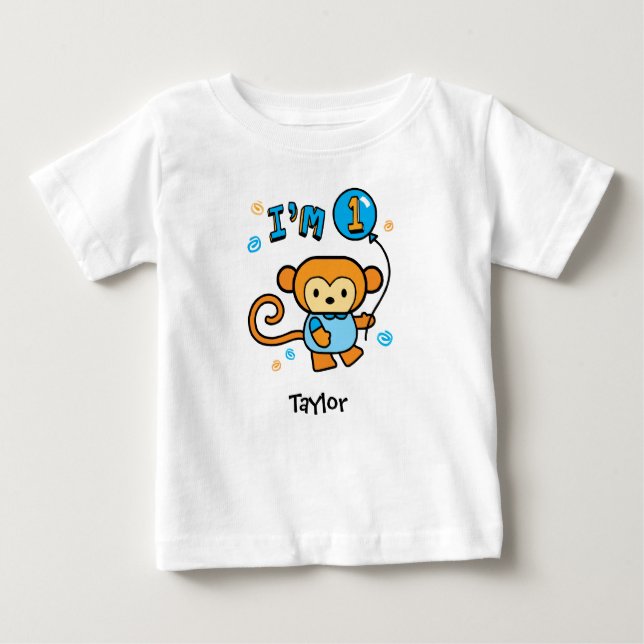 Lil Monkey 1er Anniversaire T-shirt bébé (Devant)