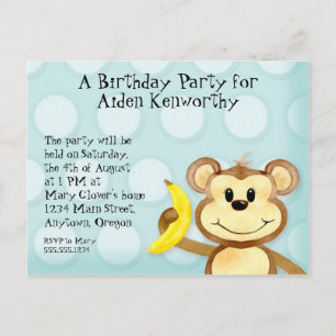 Lil Monkey, Garçon Anniversaire Invitation de la c