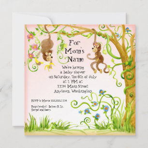 Lil Monkey, Invitation Baby shower fille
