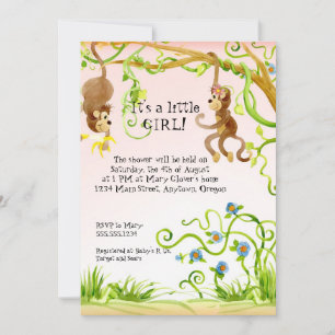 Lil Monkey, Invitation Baby shower fille