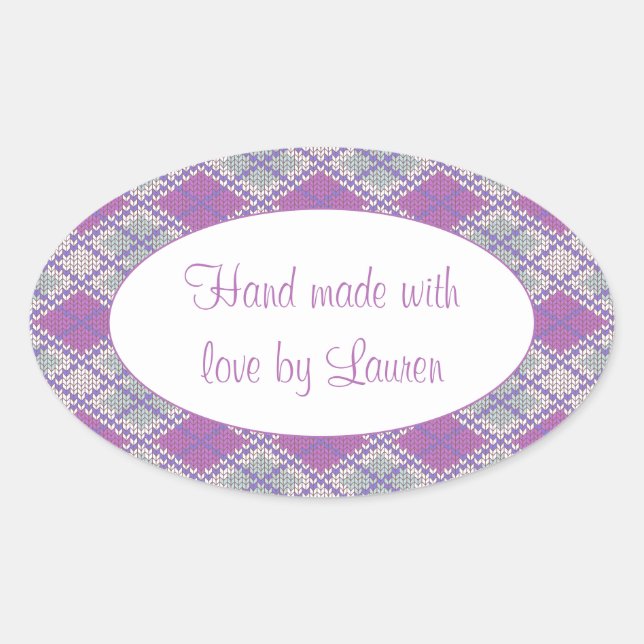 LILAC AGYLE KNIT Stickers Ovaux "Mains Made" (Devant)