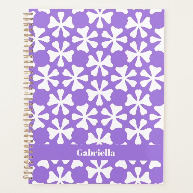 Lilac and White Modern Geometric Floral Pattern (Devant)