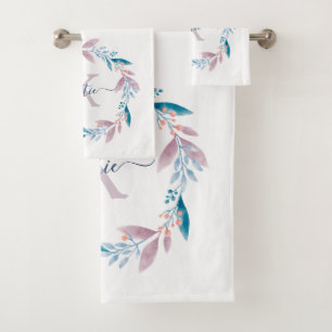 Lilac Aquarelle Florale Wreath Monogramme