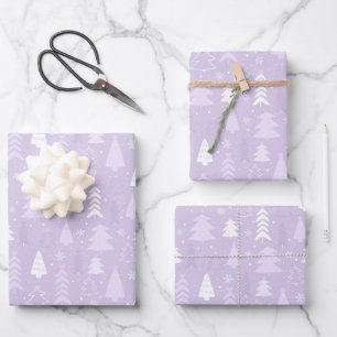 Lilac arbres de Noël feuilles de papier d'emballag