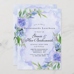 Lilac Blue Floral Bridesmaids Invitations de déjeu