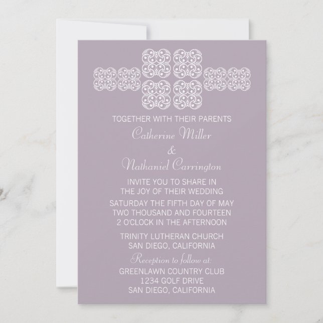 Lilac Bohemian Chic Wedding Invitation (Devant)