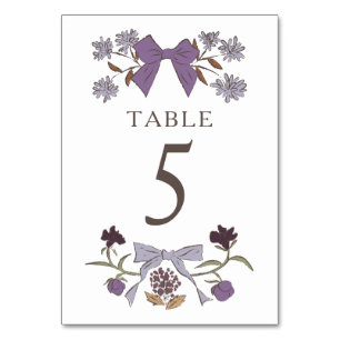 Lilac Boho Bows Mariage Numéro de table