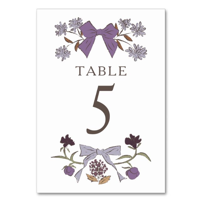 Lilac Boho Bows Mariage Numéro de table (Par défaut)