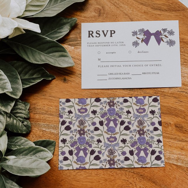 Lilac Bow Floral Wedal RSVP Meal Choice (Créateur téléchargé)