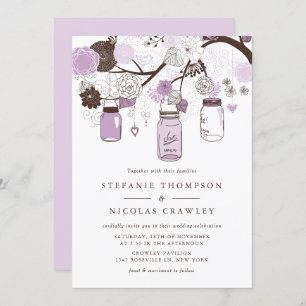 Lilac & Brown Mason Jars Faire-part de mariage Flo