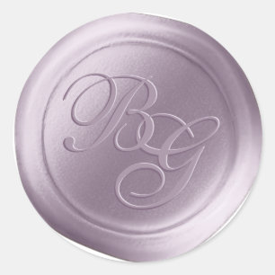 Lilac Calligraphie Monogramme Stickers cire Sceau