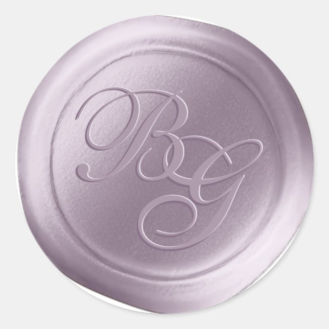Lilac Calligraphie Monogramme Stickers cire Sceau (Devant)