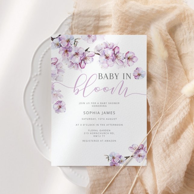 Lilac cerisier bébé en fleurs invitation (Créateur téléchargé)