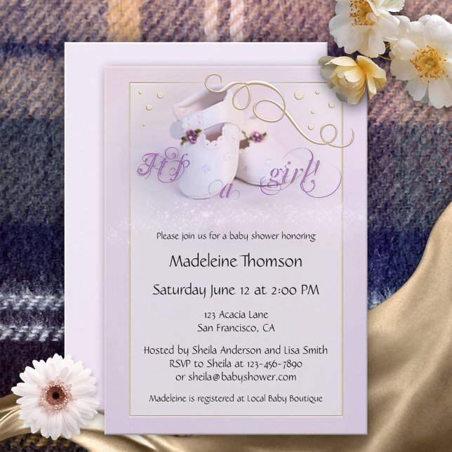 Lilac Chaussures Baby shower fille Invitation (Créateur téléchargé)