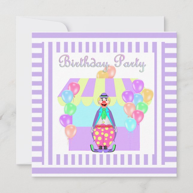 LILAC CICRUS THÈME STRIPE PARTY INVITATION (Devant)