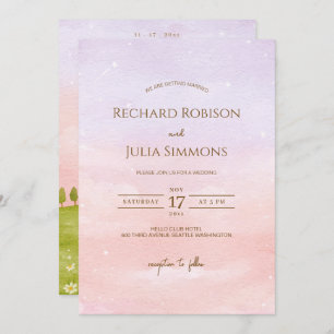 LILAC Enregistrer La Date Invitation / Aquarelle r