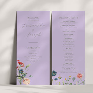 Lilac et Sage Green Garden Programme de mariage