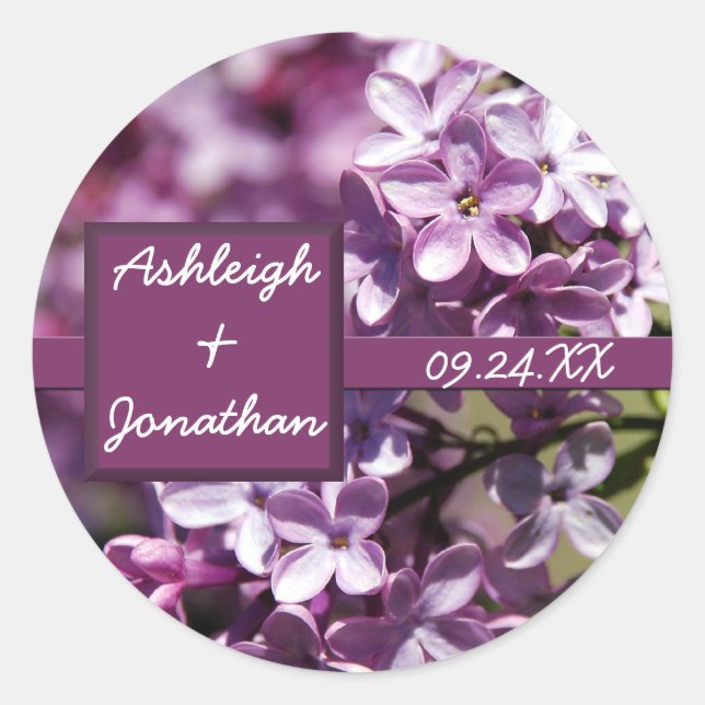 Lilac Fleurs Mariage Favoriser Stickers Étiquette (Devant)