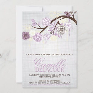 Lilac Fleurs Shabby Chic Bridal Shower Invitation