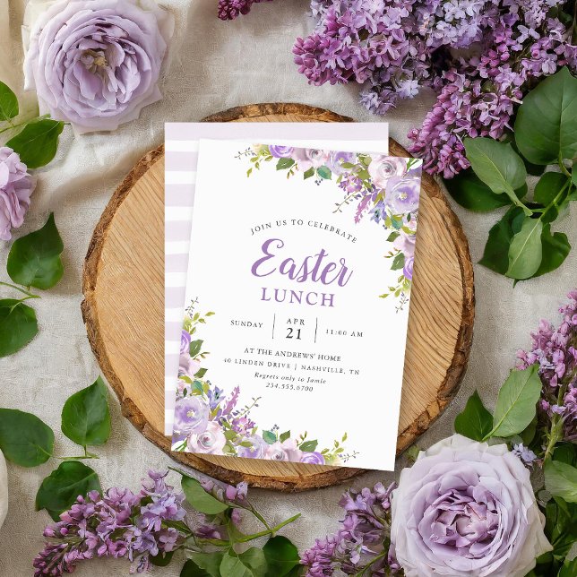 Lilac Floral Pâques Déjeuner Invitation (Créateur téléchargé)