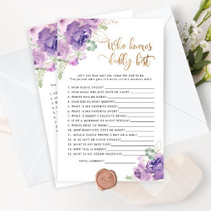 Lilac floral Qui connaît papa meilleur jeu de baby