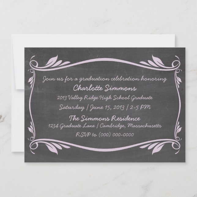 Lilac Flourish Chalkboard Invitation (Devant)