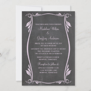 Lilac Flourish Chalkboard Mariage Invitation