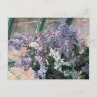 Lilac Flowers dans une fenêtre Carte postale Art