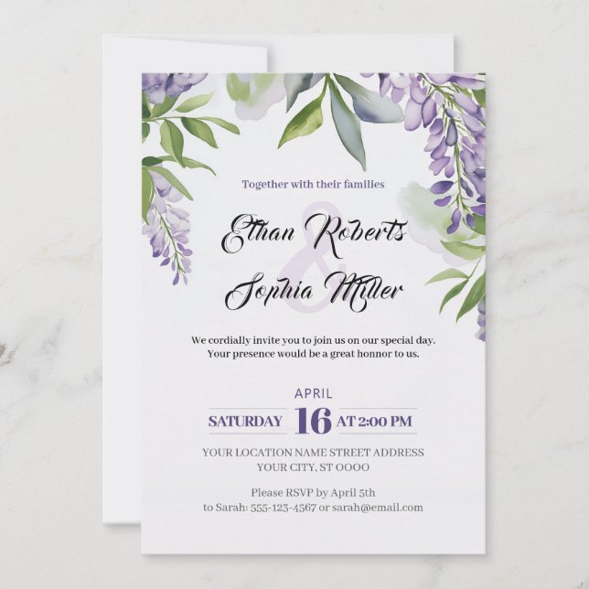 Lilac Garden Floral Faire-part de mariage (Devant)