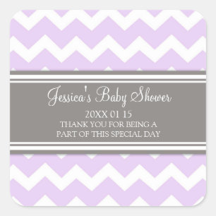 Lilac Grey Chevron Baby shower Favoriser Stickers