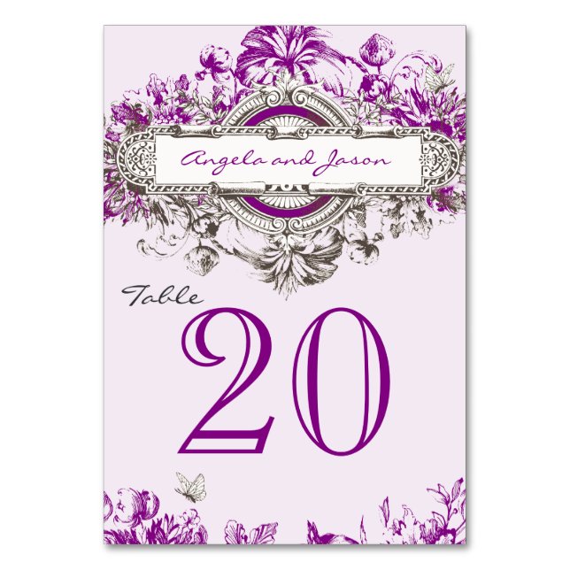 Lilac Grey Vintage Mariage Carte Numéro de table (Par défaut)