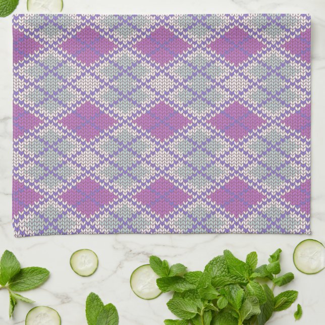 LILAC JACQUARD KNIT Cuisine Serviette (Plié)