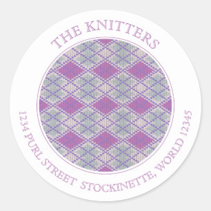 LILAC JACQUARD KNIT Étiquettes de adresse ronds