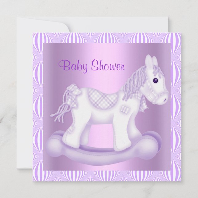 LILAC JOTTY ROCKING BABY SHOWER CHEVAL INVITATION (Devant)
