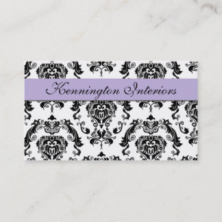 Lilac Lave violet noir Damask Lace Cartes de visit