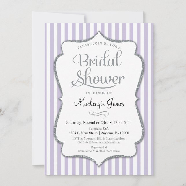 Lilac Lavender Grey Invitation de douche nuptiale (Devant)